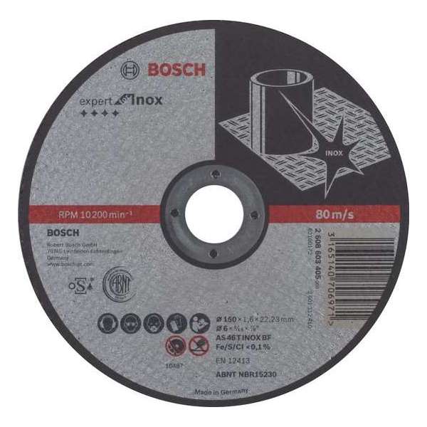 Doorslijpschijf recht Expert for Inox AS 46 T INOX BF, 150 mm, 22,23 mm, 1,6 mm 1st Doorslijpschijf recht Expert for Inox AS 46 T INOX BF, 150 mm, 22,23 mm, 1,6 mm 1st