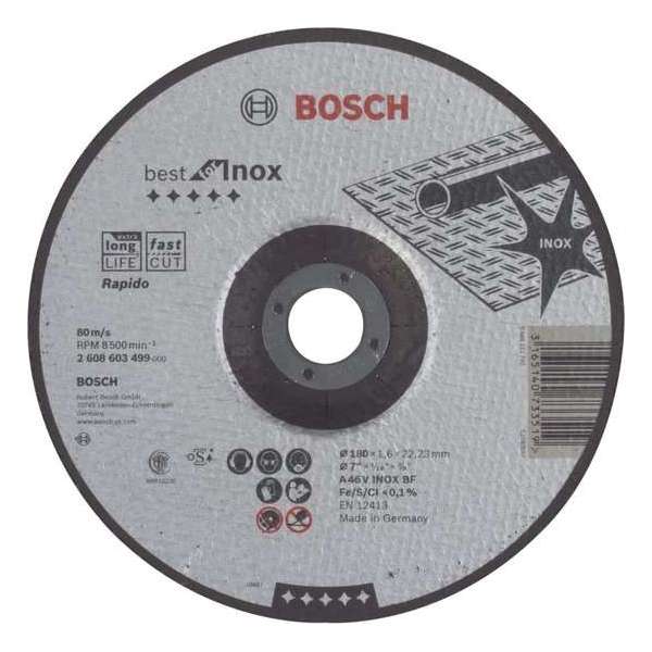 Doorslijpschijf gebogen Best for Inox - Rapido A 46 V INOX BF, 180 mm, 22,23 mm, 1,6 mm 1st Doorslijpschijf gebogen Best for Inox - Rapido A 46 V INOX BF, 180 mm, 22,23 mm, 1,6 mm 1st