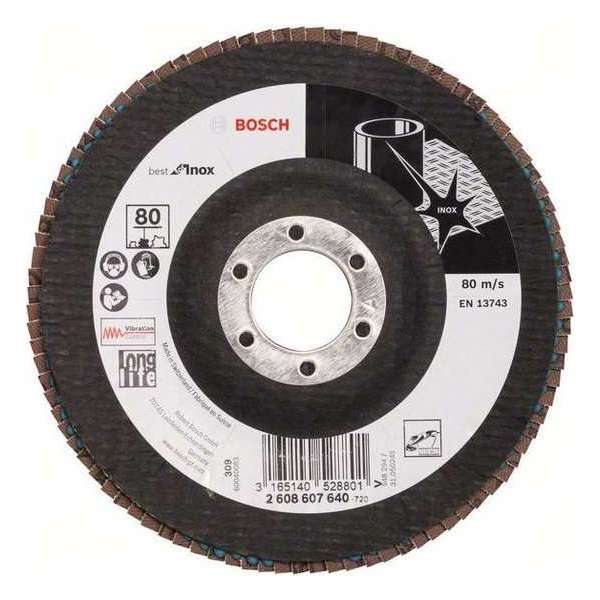 Bosch - Lamellenschuurschijf Best for Inox 125 mm, 22,23 mm, 80, 12.250 o.p.m. Bosch - Lamellenschuurschijf Best for Inox 125 mm, 22,23 mm, 80, 12.250 o.p.m.