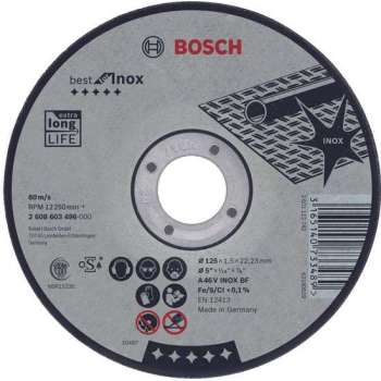 Doorslijpschijf recht Best for Inox A 30 V INOX BF, 230 mm, 22,23 mm, 2,5 mm 1st