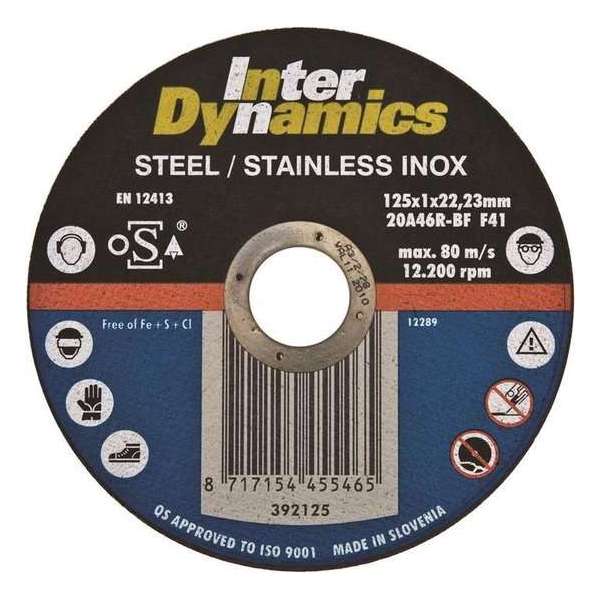 InterDynamics 392125 Doorslijpschijf - 125 x 22,23 x 1mm - RVS - inox InterDynamics 392125 Doorslijpschijf - 125 x 22,23 x 1mm - RVS - inox