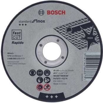 Doorslijpschijf recht Standard for Inox - Rapido WA 60 T BF, 115 mm, 22,23 mm, 1,0 mm 1st