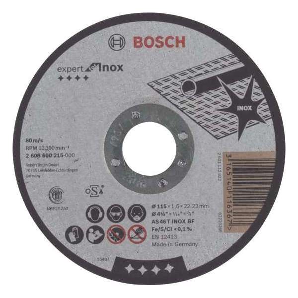 Bosch - Doorslijpschijf recht Expert for Inox AS 46 T INOX BF, 115 mm, 22,23 mm, 1,6 mm Bosch - Doorslijpschijf recht Expert for Inox AS 46 T INOX BF, 115 mm, 22,23 mm, 1,6 mm