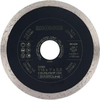 Rhodius Diamantzaagblad Tegels & Keramiek DG85 TILES, 115 x 7 x 2 x 22,23 mm