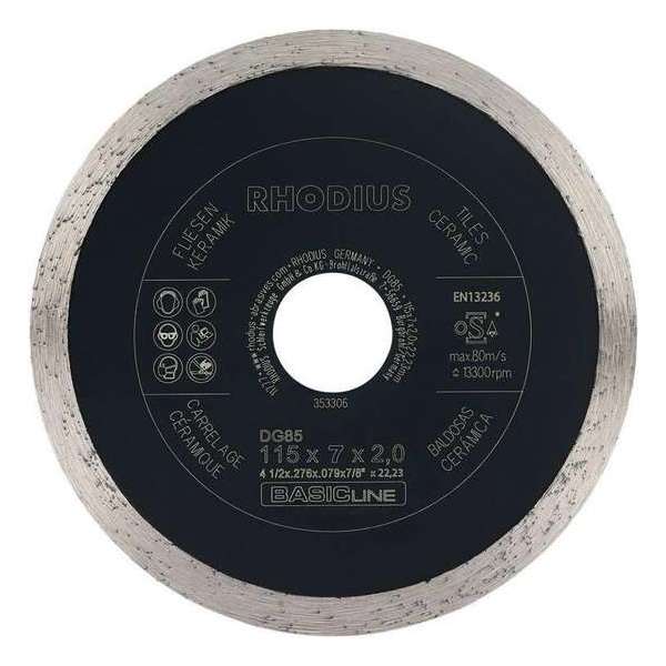 Rhodius Diamantzaagblad Tegels & Keramiek DG85 TILES, 115 x 7 x 2 x 22,23 mm Rhodius Diamantzaagblad Tegels & Keramiek DG85 TILES, 115 x 7 x 2 x 22,23 mm