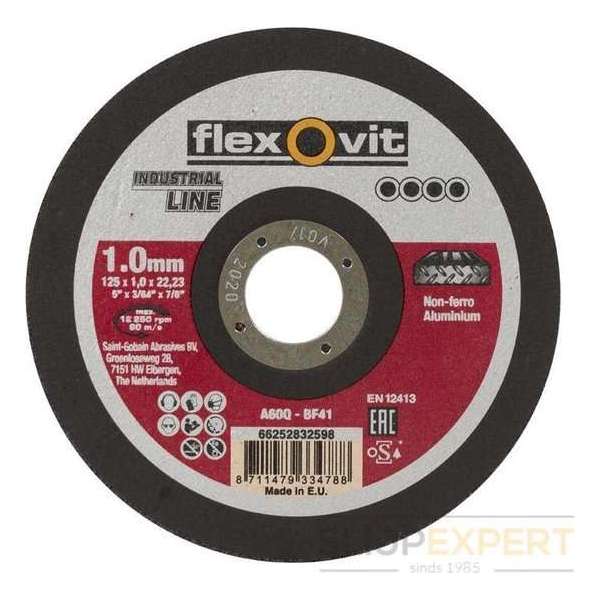 Flexovit doorslijpschijf vlak alu A60Q 125x1,0x22,23 T41 Flexovit doorslijpschijf vlak alu A60Q 125x1,0x22,23 T41
