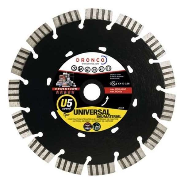 Dronco diamantschijf 180 mm evolution U5 lasergelast Dronco diamantschijf 180 mm evolution U5 lasergelast