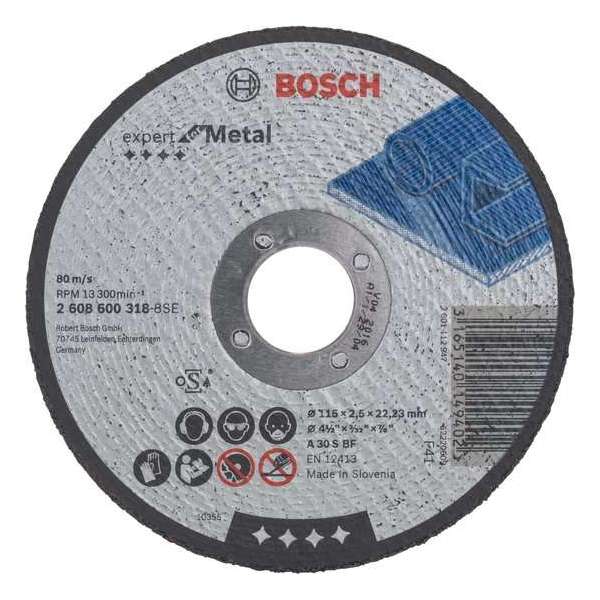 Bosch - Doorslijpschijf recht Expert for Metal A 30 S BF, 115 mm, 22,23 mm, 2,5 mm Bosch - Doorslijpschijf recht Expert for Metal A 30 S BF, 115 mm, 22,23 mm, 2,5 mm