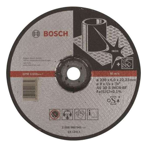 Bosch - Afbraamschijf gebogen Expert for Inox AS 30 S INOX BF, 230 mm, 22,23 mm, 6,0 mm Bosch - Afbraamschijf gebogen Expert for Inox AS 30 S INOX BF, 230 mm, 22,23 mm, 6,0 mm
