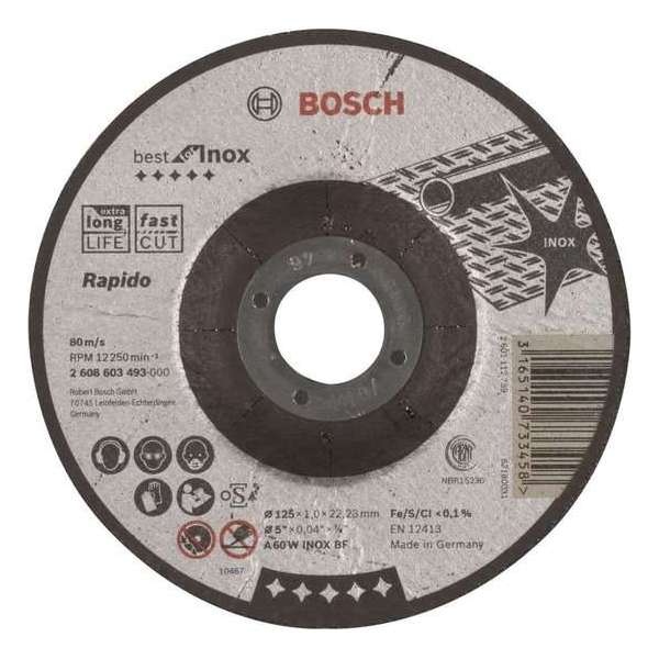 Doorslijpschijf gebogen Best for Inox - Rapido A 60 W INOX BF, 125 mm, 22,23 mm, 1,0 mm 1st