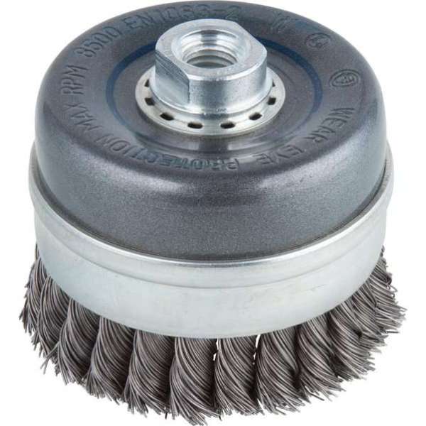 Komborstel staal 100mm M14 gevlochten Komborstel staal 100mm M14 gevlochten