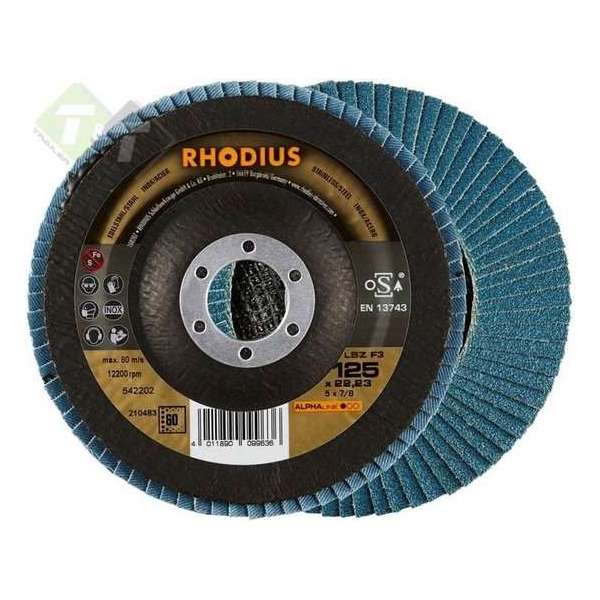 Rhodius Lamellenschijf LS80 staal & INOX, 125 x 22 x 22,23 mm, K60, 10-delig Rhodius Lamellenschijf LS80 staal & INOX, 125 x 22 x 22,23 mm, K60, 10-delig