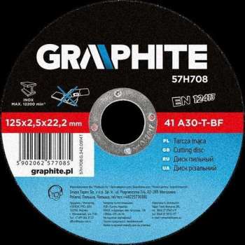 GRAPHITE doorslijpschijf 125x22x2,5mm metaal 41 a60-t-bf