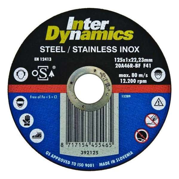 InterDynamics 392115 Diamantdoorslijpschijf - 115 x 22,23 x 1mm - RVS - inox InterDynamics 392115 Diamantdoorslijpschijf - 115 x 22,23 x 1mm - RVS - inox