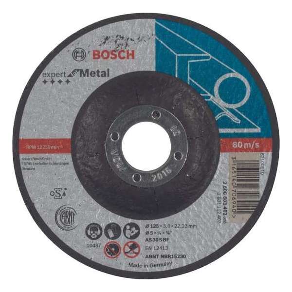 Doorslijpschijf gebogen Expert for Metal AS 30 S BF, 125 mm, 22,23 mm, 3,0 mm 1st Doorslijpschijf gebogen Expert for Metal AS 30 S BF, 125 mm, 22,23 mm, 3,0 mm 1st