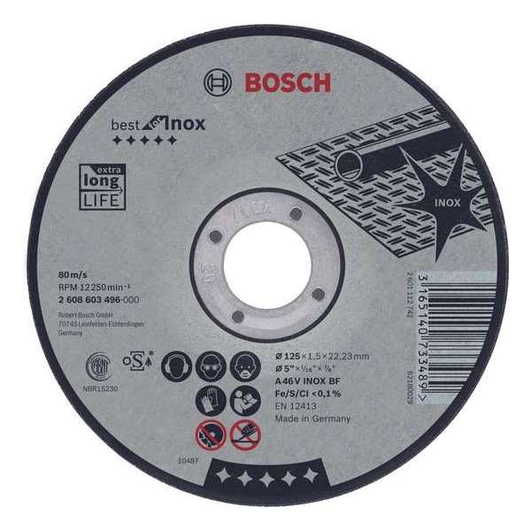 Doorslijpschijf gebogen Best for Inox A 30 V INOX BF, 125 mm, 22,23 mm, 2,5 mm 1st Doorslijpschijf gebogen Best for Inox A 30 V INOX BF, 125 mm, 22,23 mm, 2,5 mm 1st