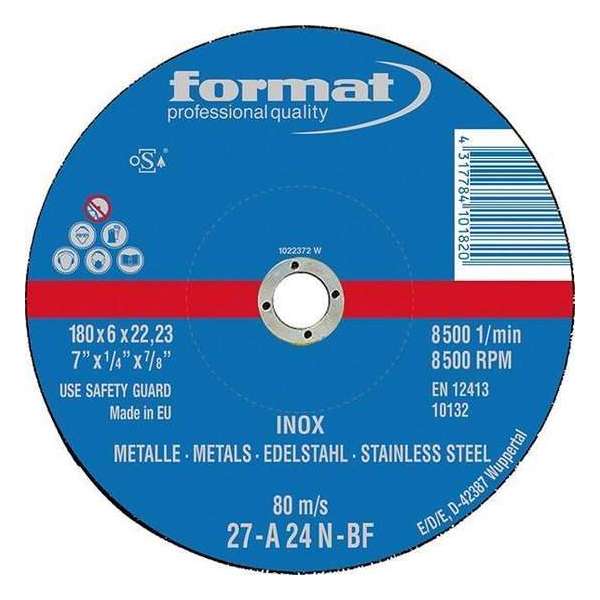 Afbraamschijven voor V2A met kom 125x6mm FORMAT Afbraamschijven voor V2A met kom 125x6mm FORMAT