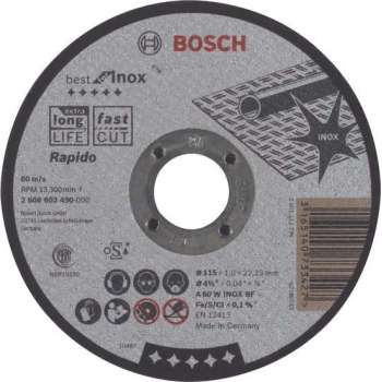 Doorslijpschijf recht Best for Inox - Rapido A 60 W INOX BF, 115 mm, 22,23 mm, 1,0 mm 1st