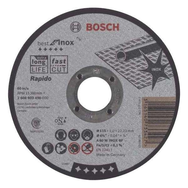 Doorslijpschijf recht Best for Inox - Rapido A 60 W INOX BF, 115 mm, 22,23 mm, 1,0 mm 1st Doorslijpschijf recht Best for Inox - Rapido A 60 W INOX BF, 115 mm, 22,23 mm, 1,0 mm 1st