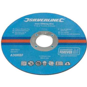 Silverline RVS Snijschijf - Doorslijpschijf - 115 x 1 x 22,23 mm. - 10 stuks