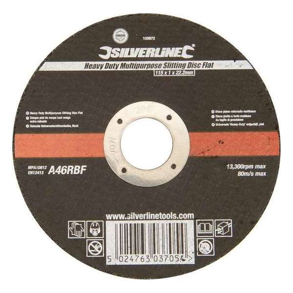 Silverline 103672 Doorslijpschijf Heavy Duty - 115 x 1 x 22,23mm - Universeel Silverline 103672 Doorslijpschijf Heavy Duty - 115 x 1 x 22,23mm - Universeel