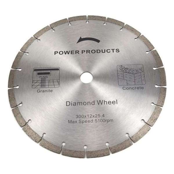 Diamant Slijpschijf 300 mm. Asgat: 25,4 mm. Diamant Slijpschijf 300 mm. Asgat: 25,4 mm.