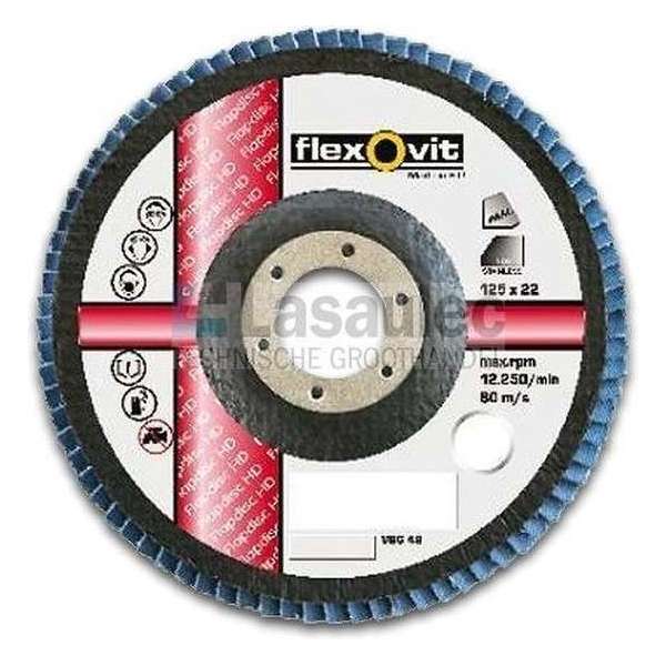 Vlaklamellenschijf Flexovit HD 125x22 K60 Zirk conisch Vlaklamellenschijf Flexovit HD 125x22 K60 Zirk conisch