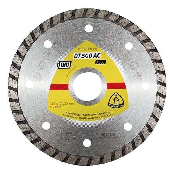 Dia. doorslijpschijf DT500AC 125x1,9mm Turbo Klingspor Dia. doorslijpschijf DT500AC 125x1,9mm Turbo Klingspor
