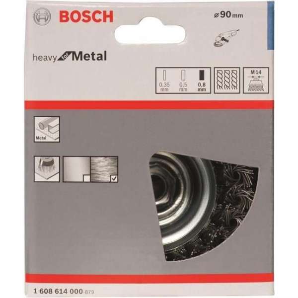 Bosch - Komstaalborstel 90 mm, 0,8 mm, 8500 U/ min, 14 mm Bosch - Komstaalborstel 90 mm, 0,8 mm, 8500 U/ min, 14 mm