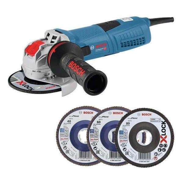Bosch GWX 13-125 S X-LOCK Haakse slijper incl. lamellenschijven - 1300W - 125mm - variabel - softstart Bosch GWX 13-125 S X-LOCK Haakse slijper incl. lamellenschijven - 1300W - 125mm - variabel - softstart