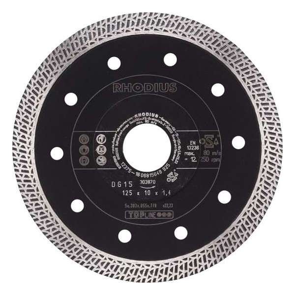 Rhodius 303870 TOPline lll DG15 Diamantdoorslijpschijf - 125 x 22,23 x 10mm - Tegels/Keramiek Rhodius 303870 TOPline lll DG15 Diamantdoorslijpschijf - 125 x 22,23 x 10mm - Tegels/Keramiek