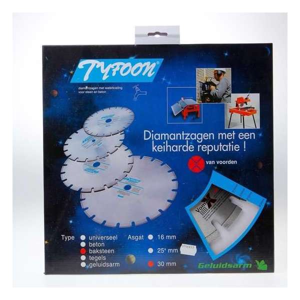 Voorden Diamantzaag nat Tyfoon baksteen diameter 300 x asgat 30mm (Prijs per stuk) Voorden Diamantzaag nat Tyfoon baksteen diameter 300 x asgat 30mm (Prijs per stuk)