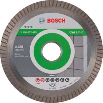 Bosch - Diamantdoorslijpschijf Best for Ceramic Extraclean Turbo 125 x 22,23 x 1,4 x 7 mm