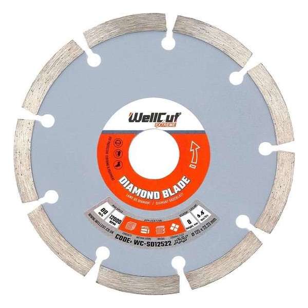 WELLCUT WC-SD12522 DIAMANTSCHIJF EXTREME | 125 MM X 22.23 MM WELLCUT WC-SD12522 DIAMANTSCHIJF EXTREME | 125 MM X 22.23 MM