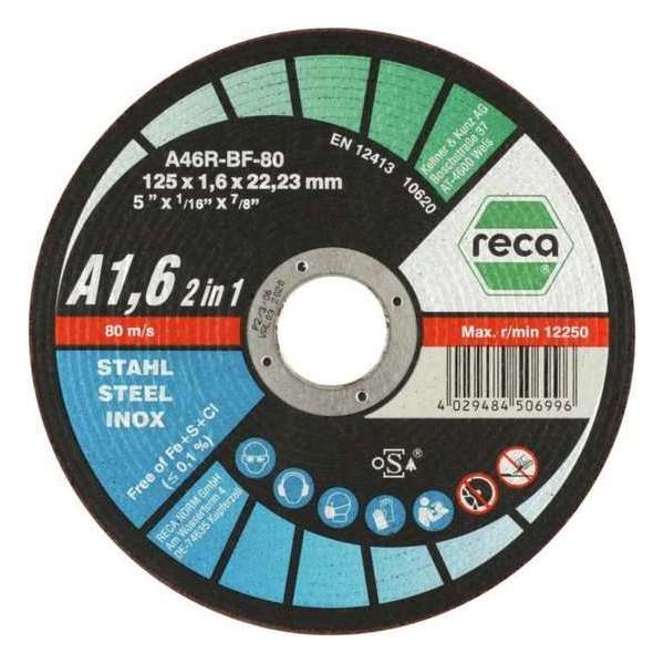 Reca Doorslijpschijf Allroad A1 ,6 125x1,6 mm - recht - staal/RVS (50 stuks) Reca Doorslijpschijf Allroad A1 ,6 125x1,6 mm - recht - staal/RVS (50 stuks)