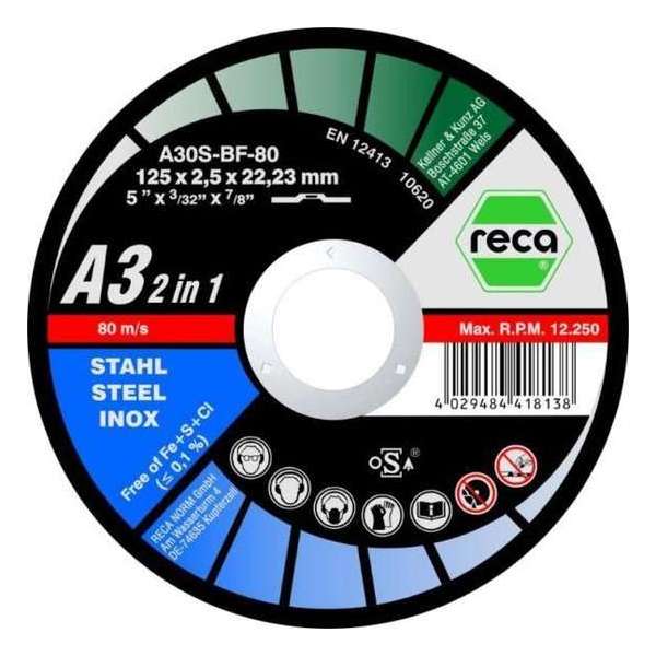Reca Doorslijpschijf Allroad A3 230x2,5 mm - recht - staal/RVS (50 stuks)