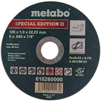 Metabo Slijpschijven Inox Special Edition II, 125 mm, 25 stuks.