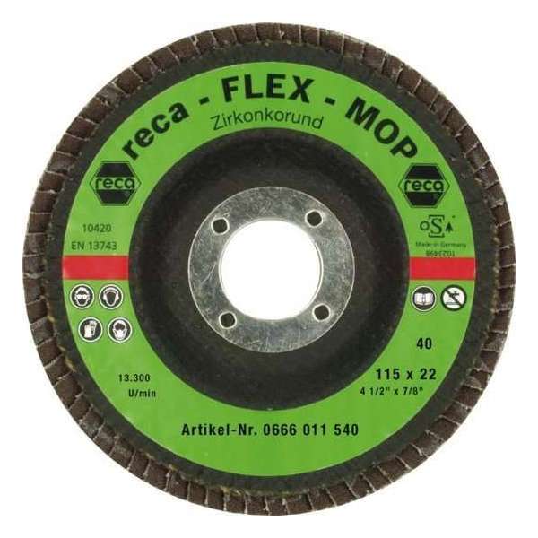 Reca Lamellenschijf Flex-Mop 115 mm K40 kom normale aluminiumoxide korrel (25 stuks) Reca Lamellenschijf Flex-Mop 115 mm K40 kom normale aluminiumoxide korrel (25 stuks)