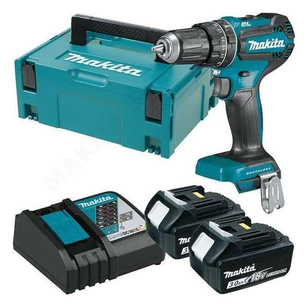 Makita DHP485RFJ 18V Li-Ion accu klopboor-/schroefmachine set (2x 3.0Ah accu) in Mbox - koolborstelloos Makita DHP485RFJ 18V Li-Ion accu klopboor-/schroefmachine set (2x 3.0Ah accu) in Mbox - koolborstelloos