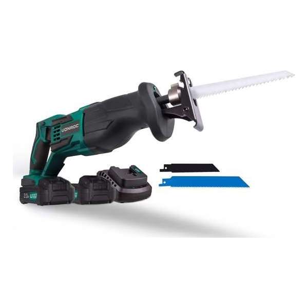 VONROC Accu Reciprozaag – VPower 20V – Incl. 2x 2.0Ah accu, sneloplader, zaagbladen & opbergtas VONROC Accu Reciprozaag – VPower 20V – Incl. 2x 2.0Ah accu, sneloplader, zaagbladen & opbergtas