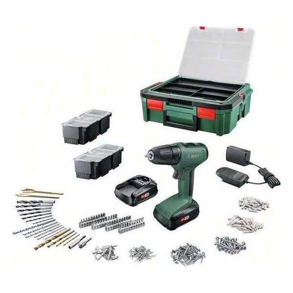Bosch UniversalDrill 18 SystemBox accuboormachine - Met 2 x 18V 1,5Ah accu en lader Bosch UniversalDrill 18 SystemBox accuboormachine - Met 2 x 18V 1,5Ah accu en lader