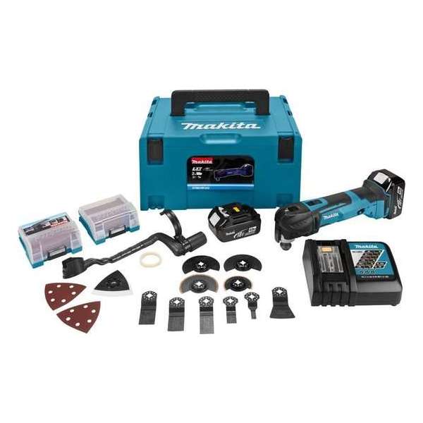 Makita DTM51RMJX3 18V Li-Ion Accu multitool set (2x4.0AH accu) + 42 accessoires - Snelwissel Makita DTM51RMJX3 18V Li-Ion Accu multitool set (2x4.0AH accu) + 42 accessoires - Snelwissel