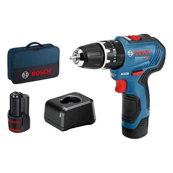 Bosch Professional GSB 12V-30 - Accu schroefklopboormachine - Met 2x GBA 12V 2,0Ah, lader GAL 12V-20 Bosch Professional GSB 12V-30 - Accu schroefklopboormachine - Met 2x GBA 12V 2,0Ah, lader GAL 12V-20