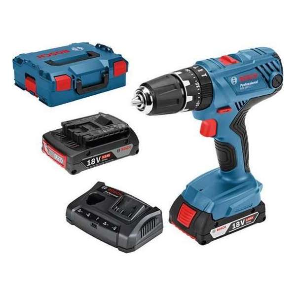 Bosch GSB 18V-21 18V Li-Ion accu klopboor-/schroefmachine set (2x 2.0Ah accu) in L-Boxx Bosch GSB 18V-21 18V Li-Ion accu klopboor-/schroefmachine set (2x 2.0Ah accu) in L-Boxx