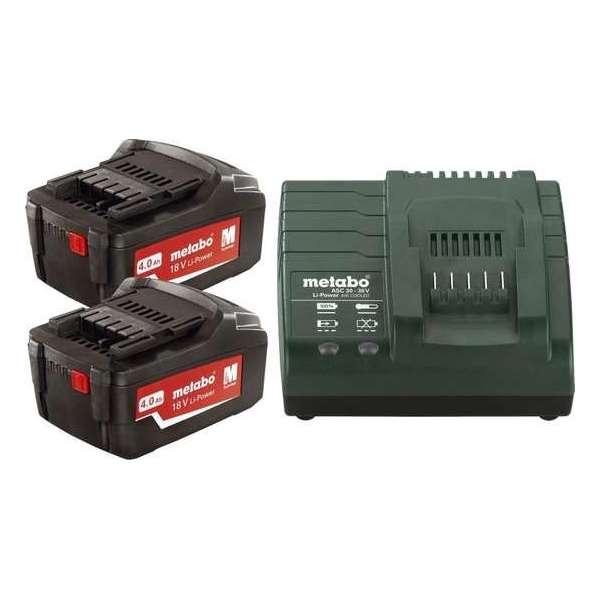 Metabo 685050000 2x Li-Power accupack 18 V / 4,0 Ah + oplader ASC 55 Metabo 685050000 2x Li-Power accupack 18 V / 4,0 Ah + oplader ASC 55