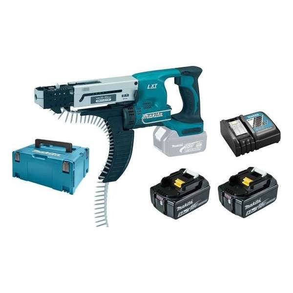 Makita DFR550RTJ 18V Li-Ion accu schroefautomaat / bandschroefmachine set (2x 5.0Ah accu) in Mbox - 25-55mm Makita DFR550RTJ 18V Li-Ion accu schroefautomaat / bandschroefmachine set (2x 5.0Ah accu) in Mbox - 25-55mm