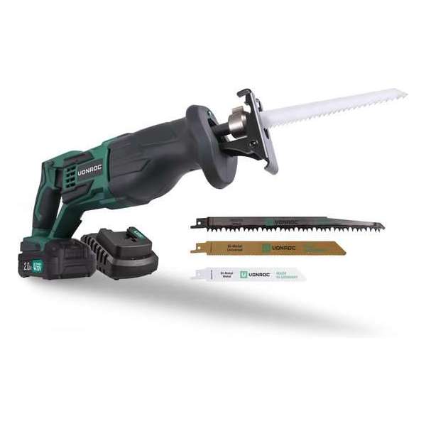 VONROC Accu Reciprozaag – VPower 20V – Incl. 2.0Ah accu, oplader & 3 zaagbladen (made in Germany) VONROC Accu Reciprozaag – VPower 20V – Incl. 2.0Ah accu, oplader & 3 zaagbladen (made in Germany)