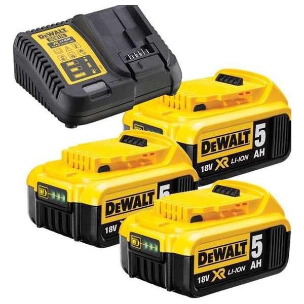 DeWalt DCB115P3 18V Li-Ion accu starterset (3x 5.0Ah) + lader DeWalt DCB115P3 18V Li-Ion accu starterset (3x 5.0Ah) + lader