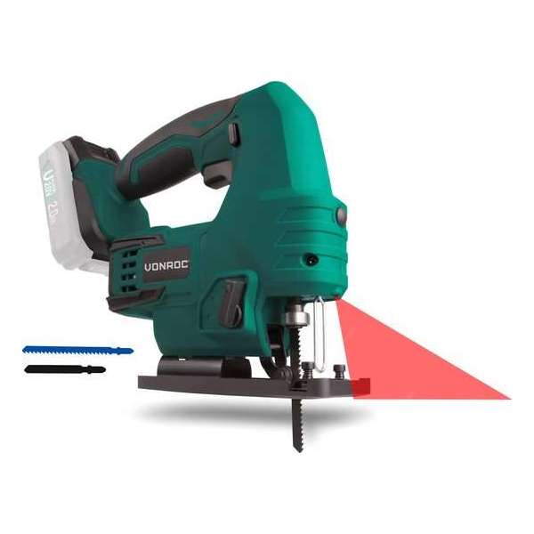 VONROC Accu Decoupeerzaag – VPower 20V – Incl. parallelgeleider & 2 zaagbladen - Losse Body (geleverd zonder accu en lader) VONROC Accu Decoupeerzaag – VPower 20V – Incl. parallelgeleider & 2 zaagbladen - Losse Body (geleverd zonder accu en lader)