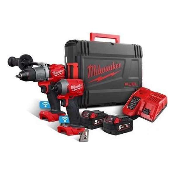 Milwaukee M18 ONEPP2A2-502X 18V Li-Ion Accu M18 ONEPD2 & M18 ONEID2 combiset (2x5.0Ah) in HD Box - koolborstelloos Milwaukee M18 ONEPP2A2-502X 18V Li-Ion Accu M18 ONEPD2 & M18 ONEID2 combiset (2x5.0Ah) in HD Box - koolborstelloos